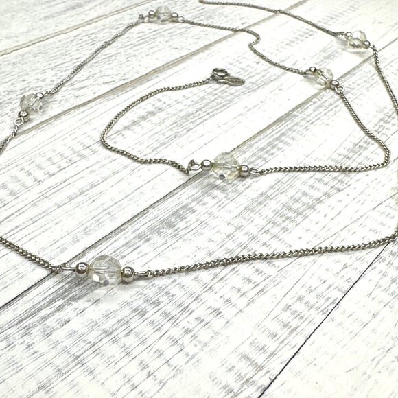 Avon Necklace Silver Tone Beaded 31 Inch Length - Picture 2 of 3